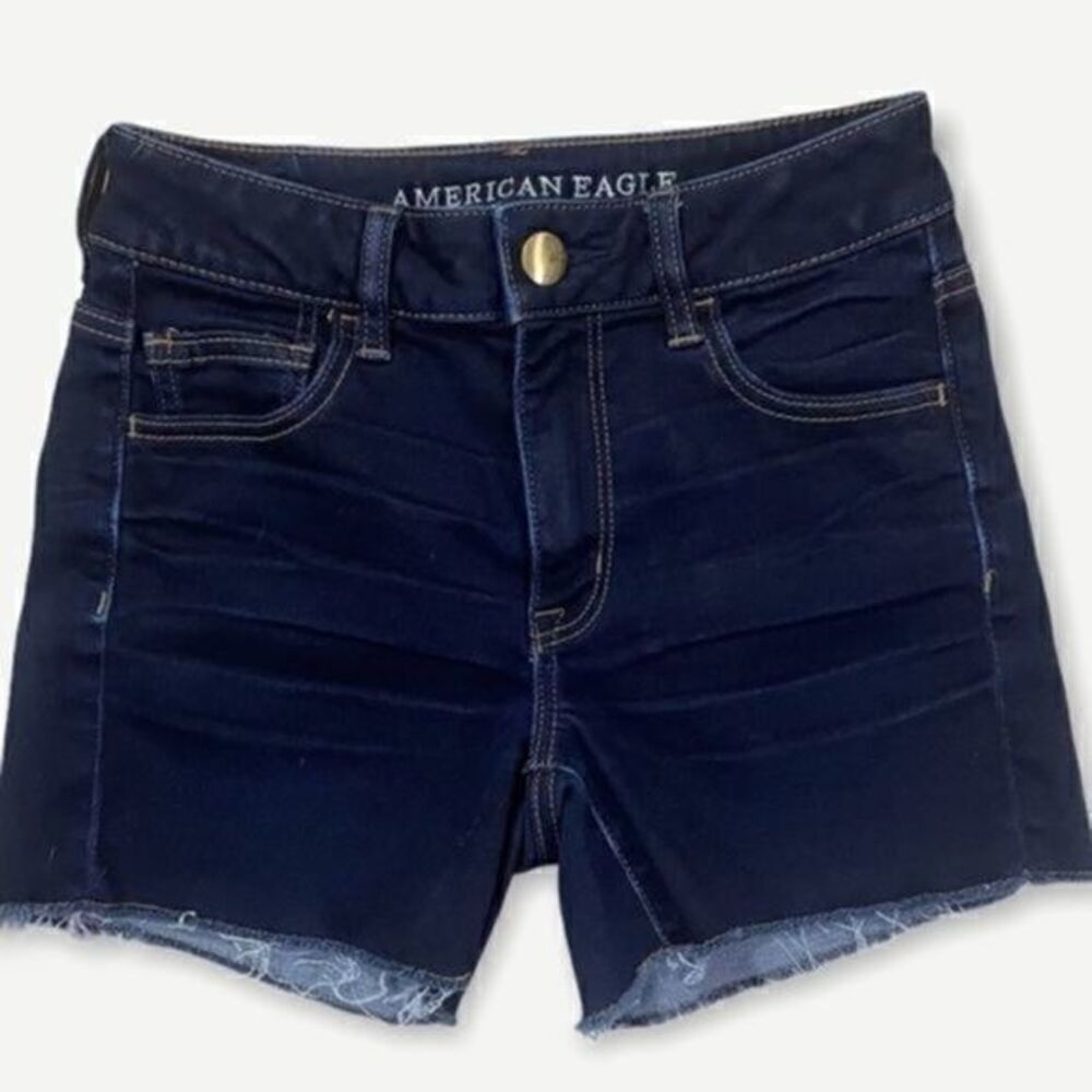American Eagle Hi Rise Shortie Shorts Dark Wash Size 4